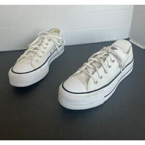 Converse Chuck Taylor All Star Lift Platform White/Black Low Top Skate Shoes 7.5
